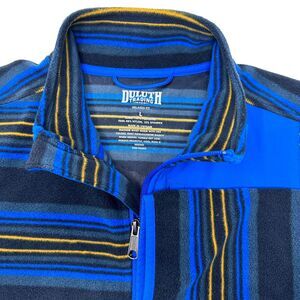 Duluth Trading Sweater Men's Large‎ Blue Aztec Fleece 1/4 Zip Mock Neck Pullover
